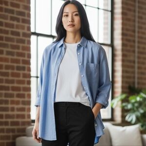 ONLY Casual Light Blue Button Down Shirt